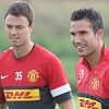 Jonny Evans and Robin van Persie