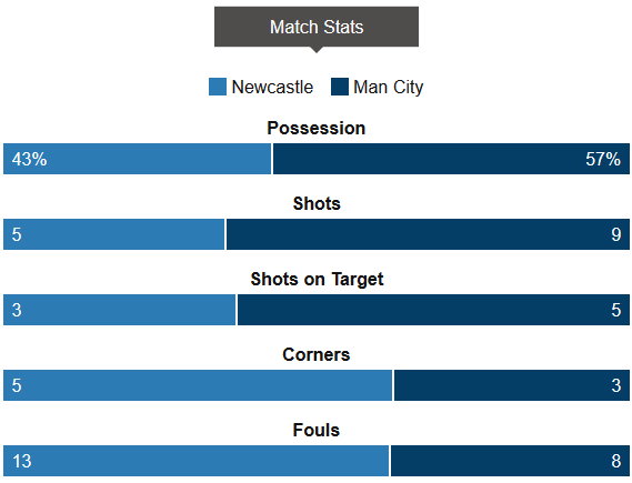 Newcastle 1-1 Man City Stats