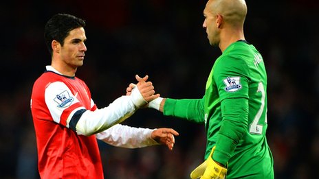 Mikel Arteta and Tim Howard